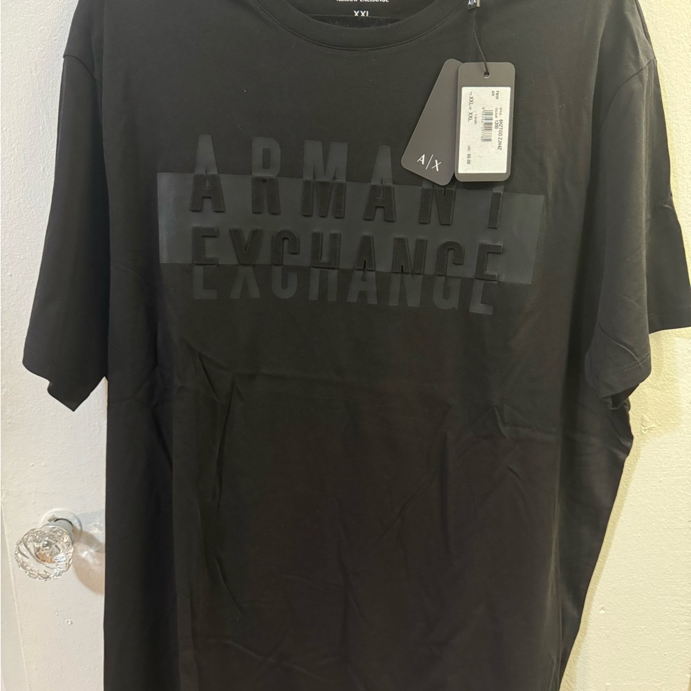 Armani Exchange Black Men's Shirt. Embossed logo.